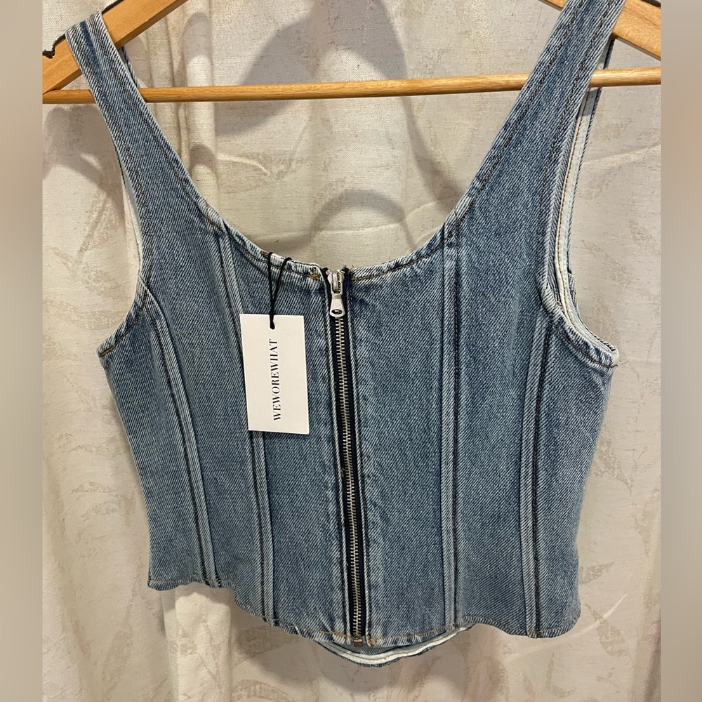 WEWOREWHAT denim scoop corset top - Picture 5 of 6